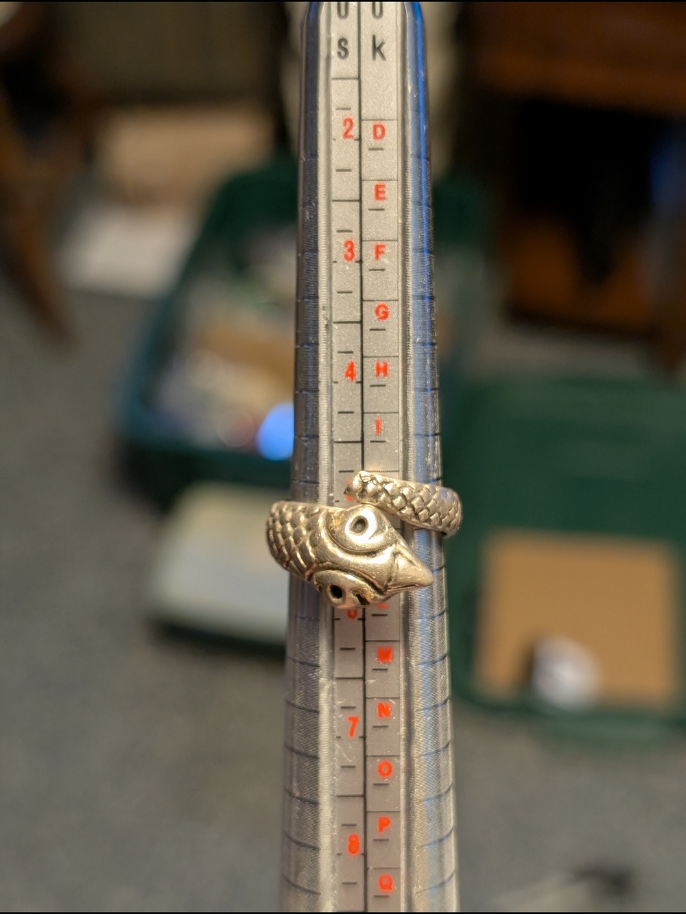 Silver Snake Head Wrap Ring - Textured Serpent Design